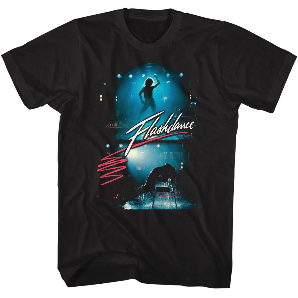 Unisex Adult T-shirt Rockinstone Flashdance Backlit Performing Black Sizexxxl