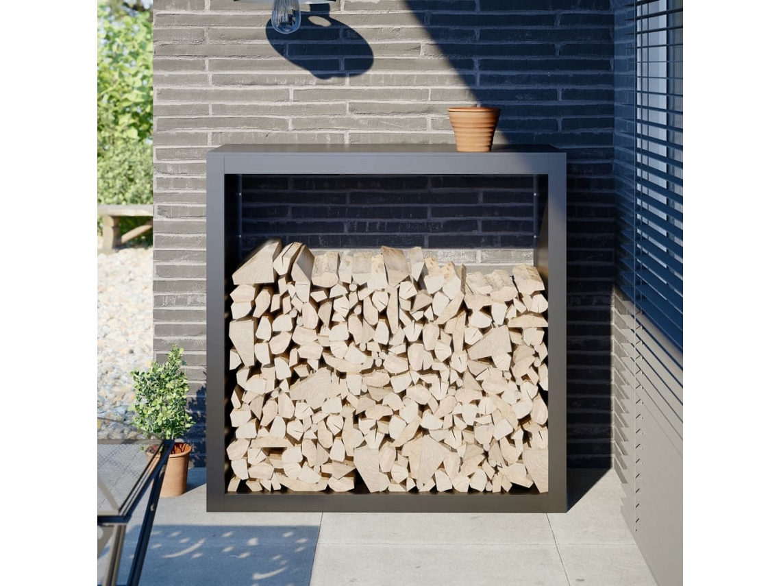 Vidaxl Suporte Para Lenha 100x40x100 Cm Aço Antracite