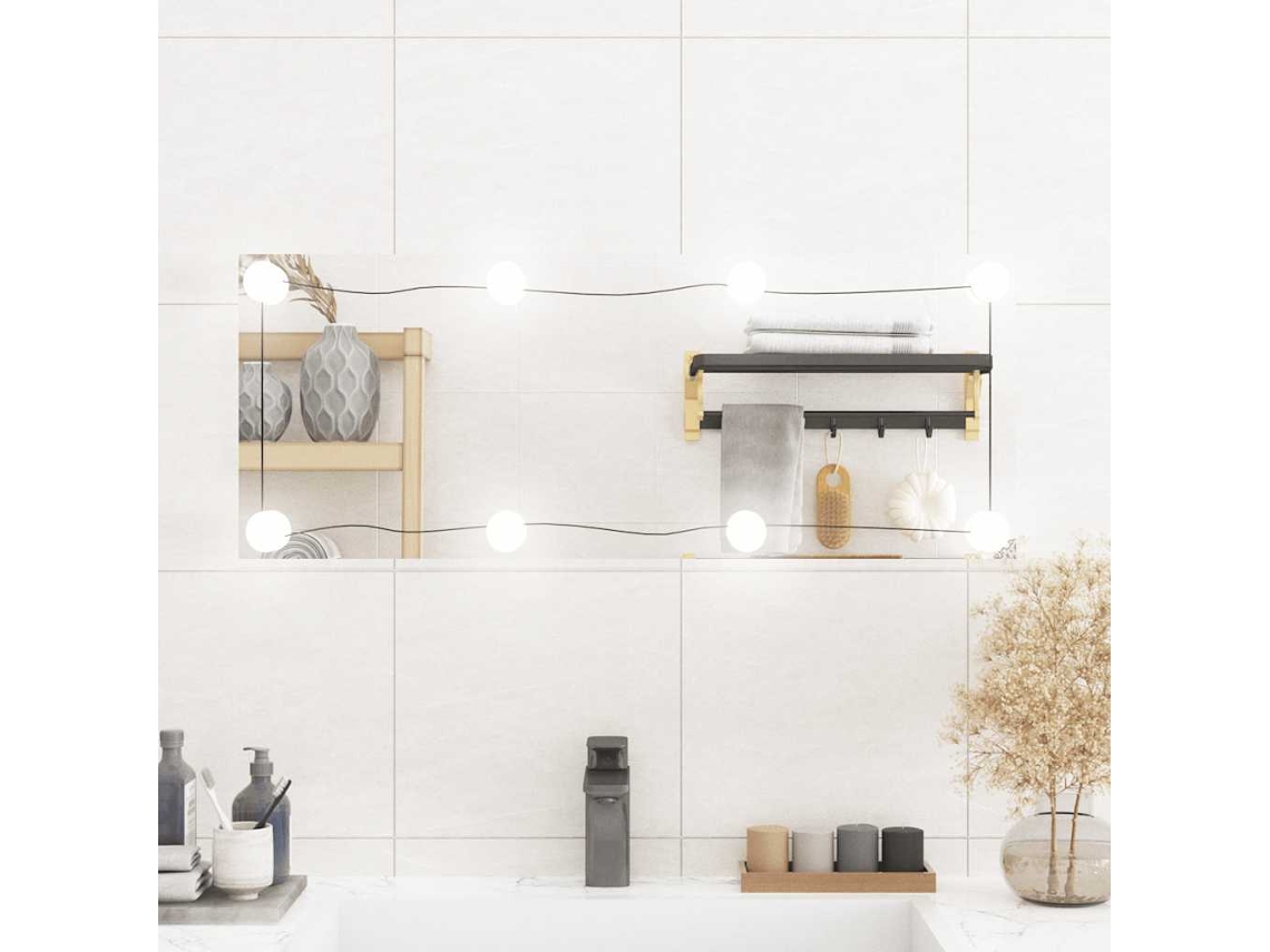 Espelho De Parede Retangular Com Luzes Led 30x80 Cm Vidro DKD HOME DECOR