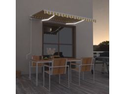 Vidaxl Toldo Autom. C/ Led E Sensor De Vento 350x250 Cm Amarelo/branco