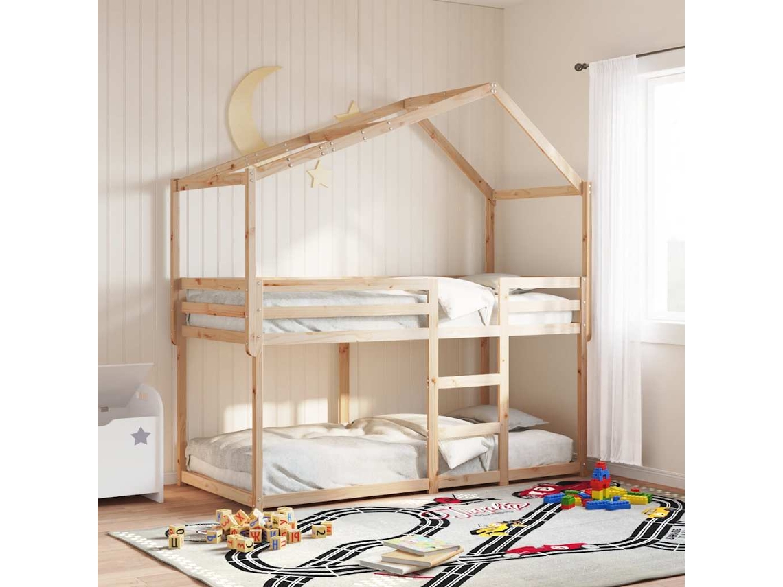 Telhado De Cama Infantil 203x95,5x142 Cm Madeira Pinho Maciça
