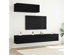 Vidaxl Conjunto de Móvel de Tv 3 Pcs Carvalho Preto Madeira Processada