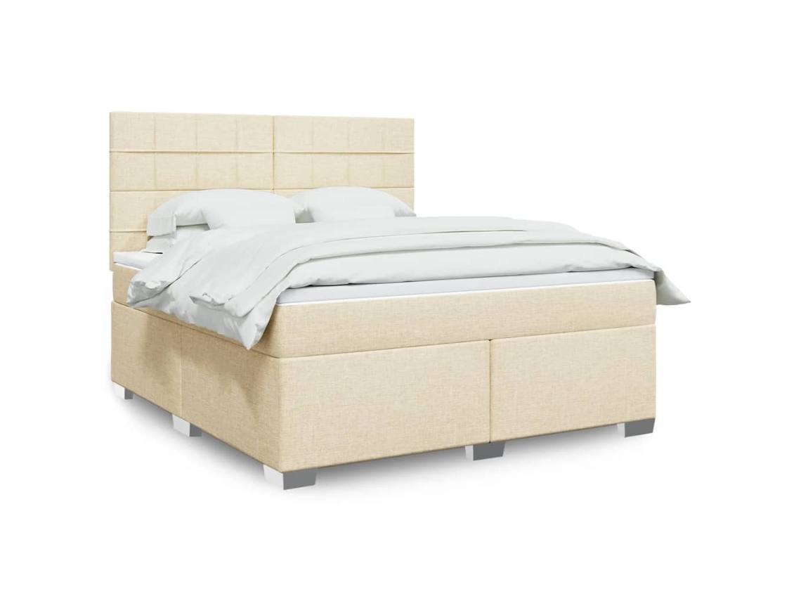 Vidaxl Cama Com Molas/colchão 180x200 Cm Tecido Cor Creme