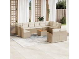 Conjunto de 13 Sofás para Jardim com Almofadas Vime Pe Bege Dkd Home Decor