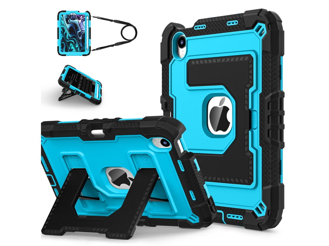 Funda À Prova De Quedas Para Ipad 10.ª/11.ª Com Alça De Ombro, Proteção Resistente A Choques Preto/azul Sfushos (a16)