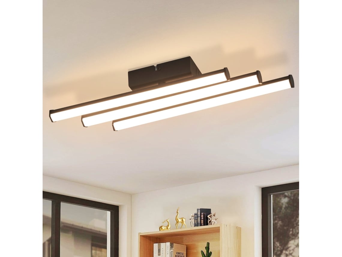 Nettlife Candeeiro De Teto Led Sala De Estar Quarto Lâmpada Preta Moderna 18 W Design De Interiores 3000 K Branco Quente, 6 Cm, Em Metal