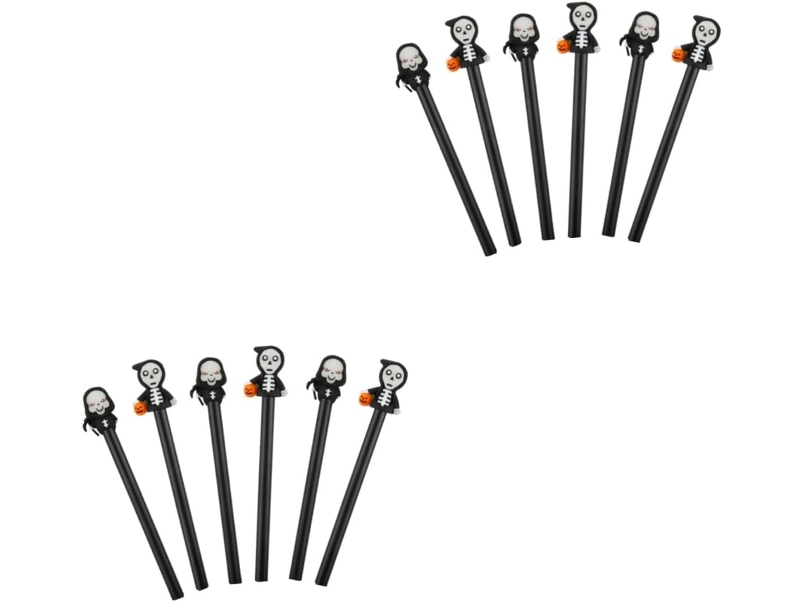 Conjunto De 12 Canetas Doitool Com Estampa Caveira Em Tons Neutros,