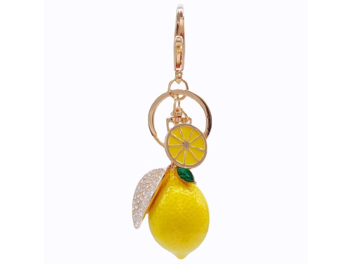 2026 llavero de Cristal de Limón Bonito Con Piedras Strass de Aleación para Coche Bolso Teléfono Decora