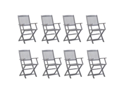 Maison Exclusive - Cadeiras De Exterior Dobráveis 8pcs C/ Almofadões Acácia Maciça