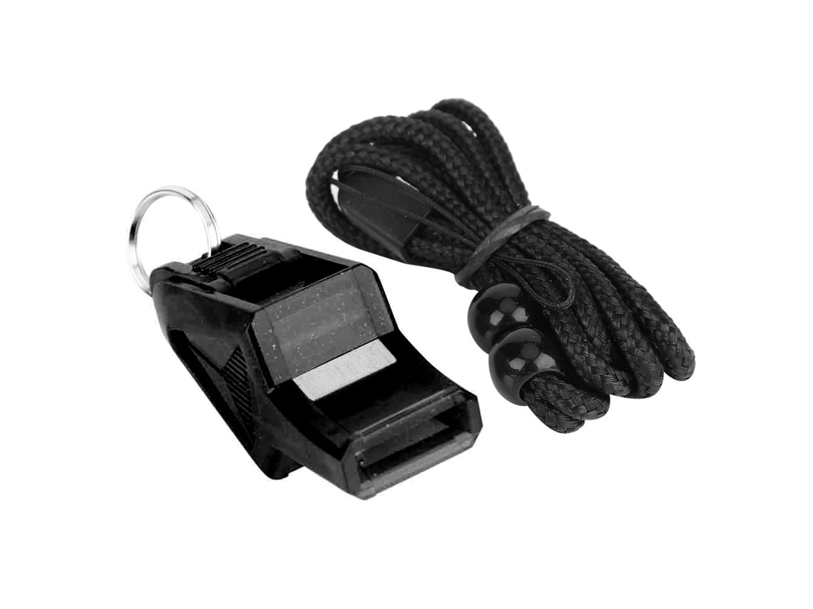 Silbato de seguridad portátil para árbitros, con cordón, negro S/MARCA