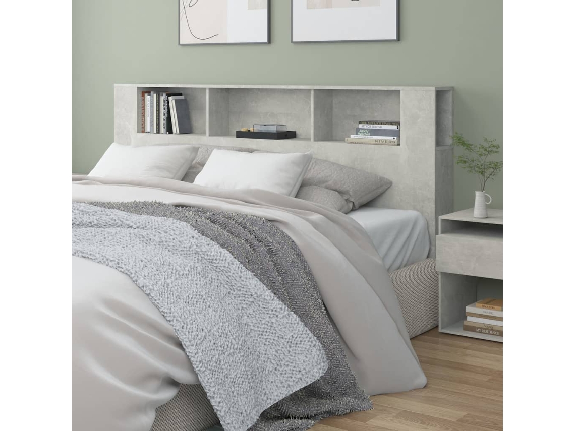 Vidaxl Armário De Cabeceira 200x18,5x104,5 Cm Cinzento De Betão