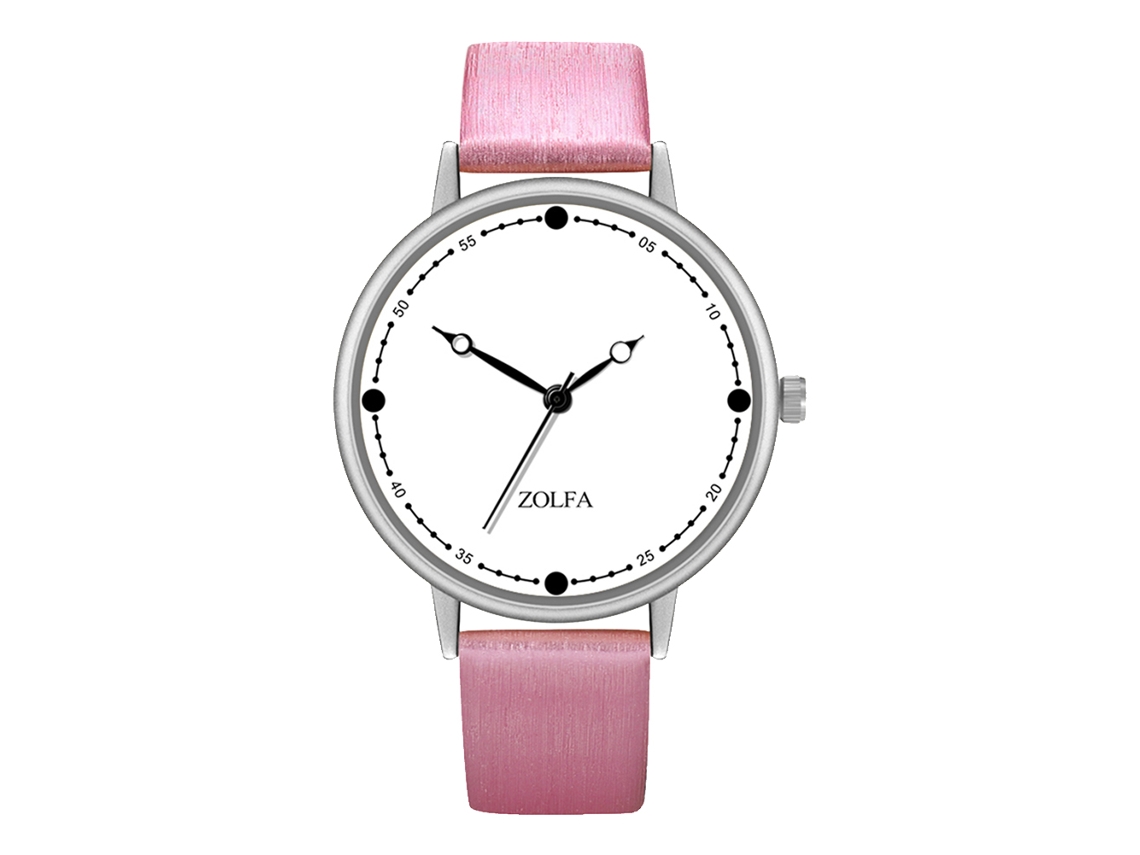 Relógio masculino clássico com pulseira de couro, mostrador analógico de quartzo, vermelho e rosa.