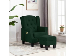 Vidaxl Poltrona De Massagens Com Apoio De Pés Tecido Verde-escuro