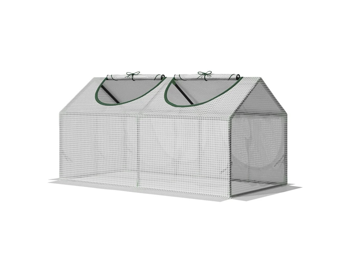 Estufa de Jardim com 2 Janelas Enroláveis 119x60x60cm Branco S/MARCA
