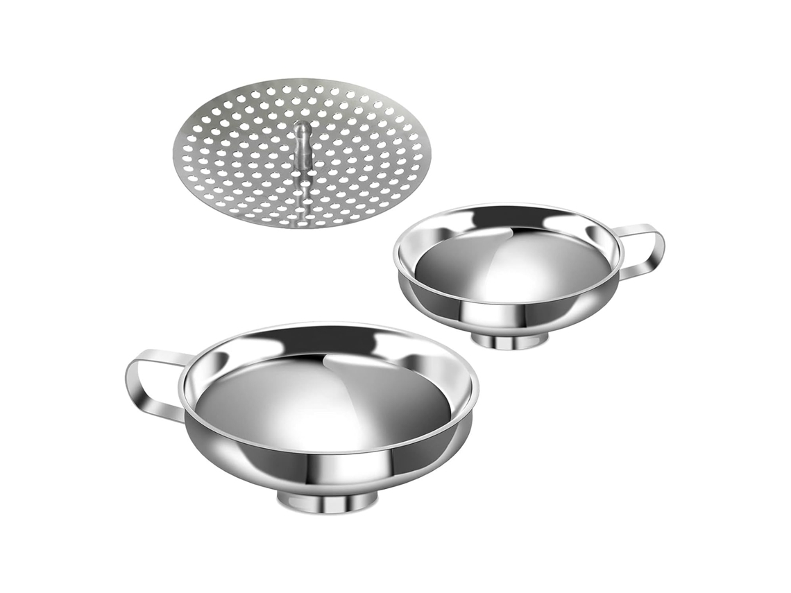 Funil De Cozinha Em Aço Inoxidável, Conjunto De 3 Peças, Boca Larga