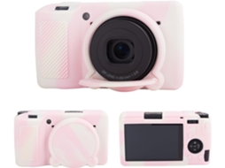 Capa Silicone HEXINYIGJLY para Ricoh Gr Iii/gr Iiixtampa Objetiva Removível, Acesso Tripé Rosa Nebuloso