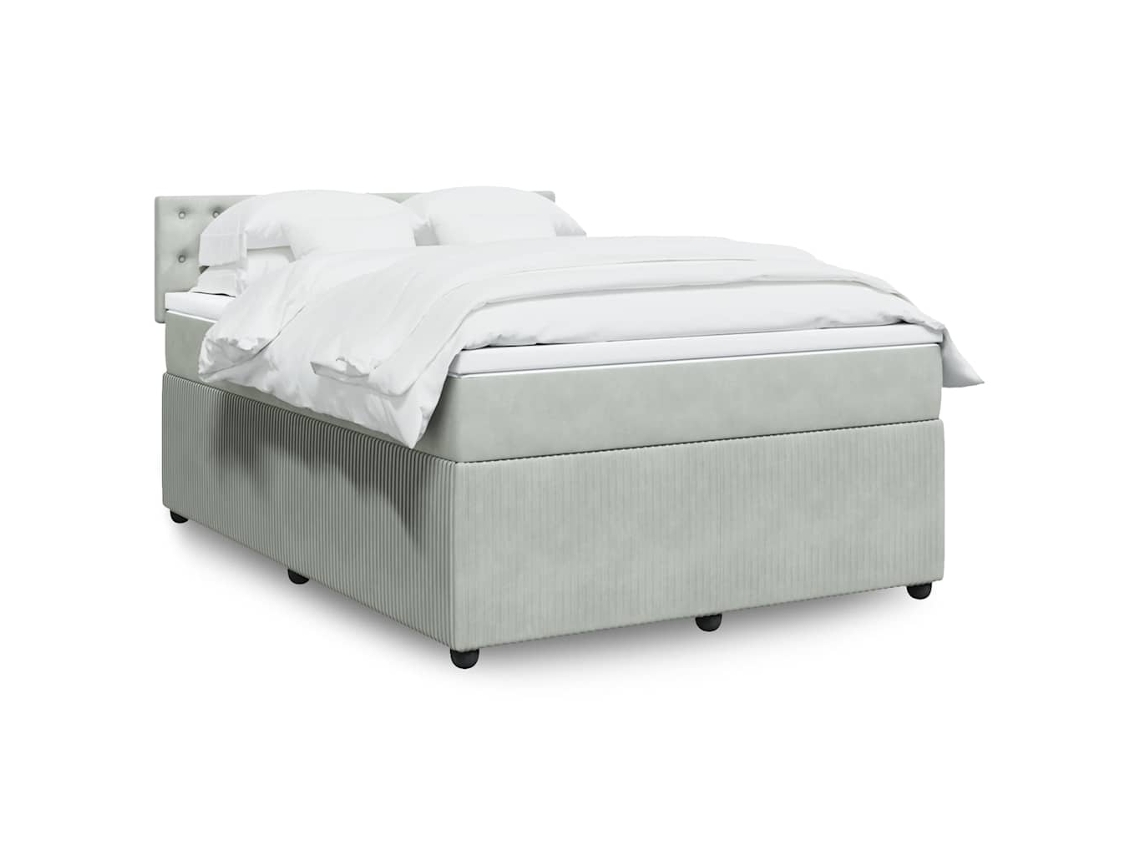 Vidaxl Cama com Molas/colchão 140x200 Cm Veludo Cinzento claro