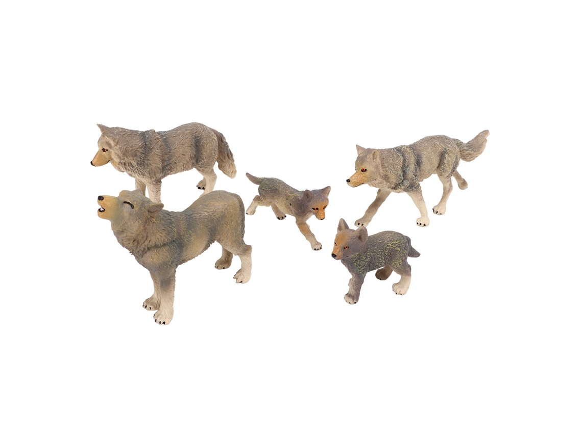 2026 5 Figuras Realistas de Lobos - Brinquedos de Animais Selvagens - Modelos de Plástico com Detalhes Vívidos