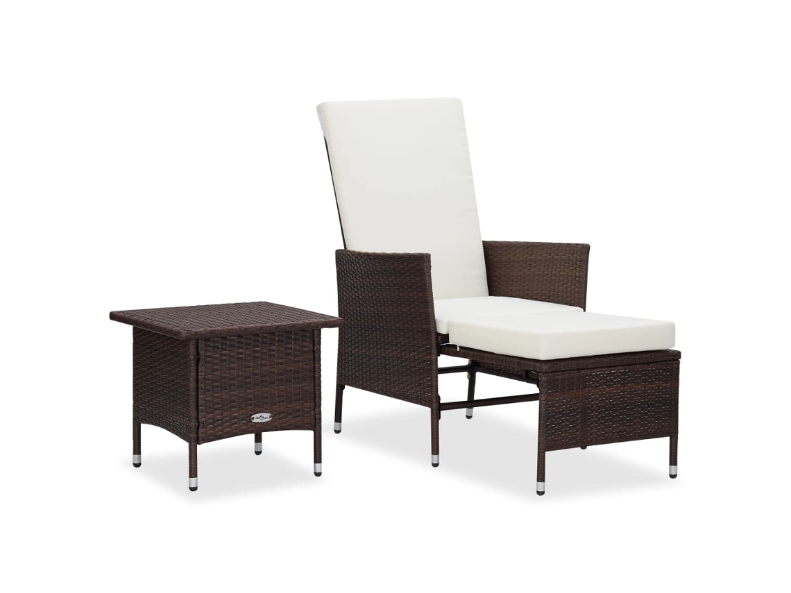 Vidaxl 2 Pcs Conjunto Lounge Jardim C/ Almofadões Vime Pe Castanho