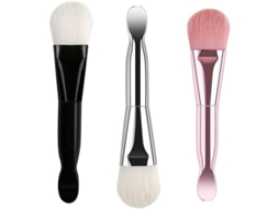 3 Pincéis De Máscara Facial De Fibra Macia Aplicador De Argila Com Colher Integrada Ferramentas De Beleza
