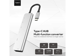 Hub Usb c com Adaptador para Notebook, com Hdmi 4k 60hz, Potência de 87w, 2 Portas Usb e Leitor de Cartão Sd/tf AQUAFORGE