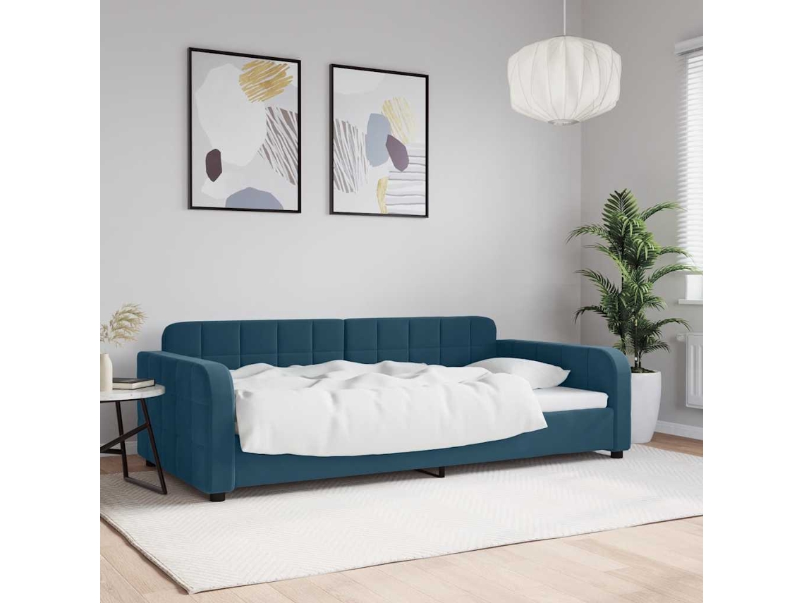 Vidaxl Sofá-cama 100x200 Cm Veludo Azul