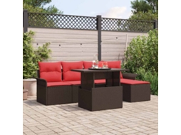 Vidaxl Conjunto De Sofá De Jardim 6 Unid. Castanho Vime Pe