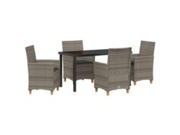 Conjunto De Cadeiras De Jardim Com Almofadas Vidaxl Cinza Vime Pe