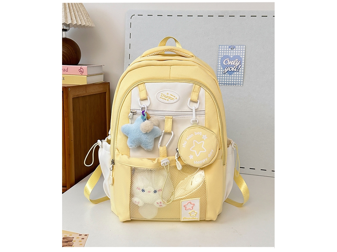 Mochila Com Pingente De Boneca Para Proteger A Coluna, Adequada Para Estudantes No Campus Tamanho Lamarelo
