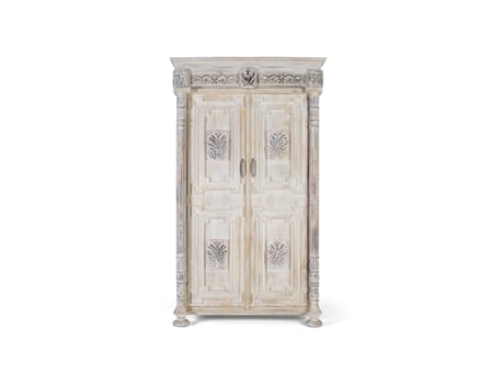 Armário Branca Envelhecida Toque GINER Y COLOMER Madeira Branco (203x120X50)