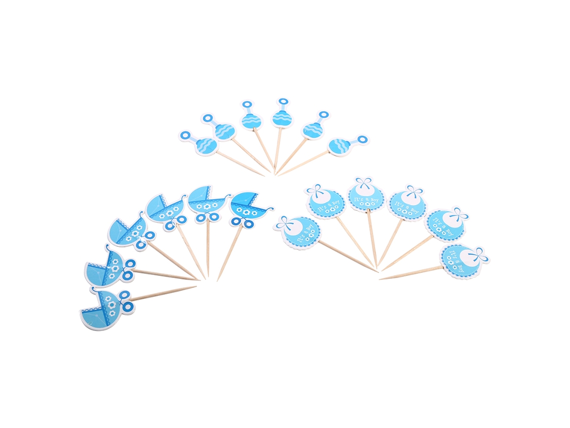 Laxiscreed Pack De 18 Toppers Para Cupcake Infantil Menino - Decoração Azul De Festa