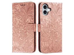 Capa Em Couro Pu, Para Apple Iphone 16 Ouro Rosa