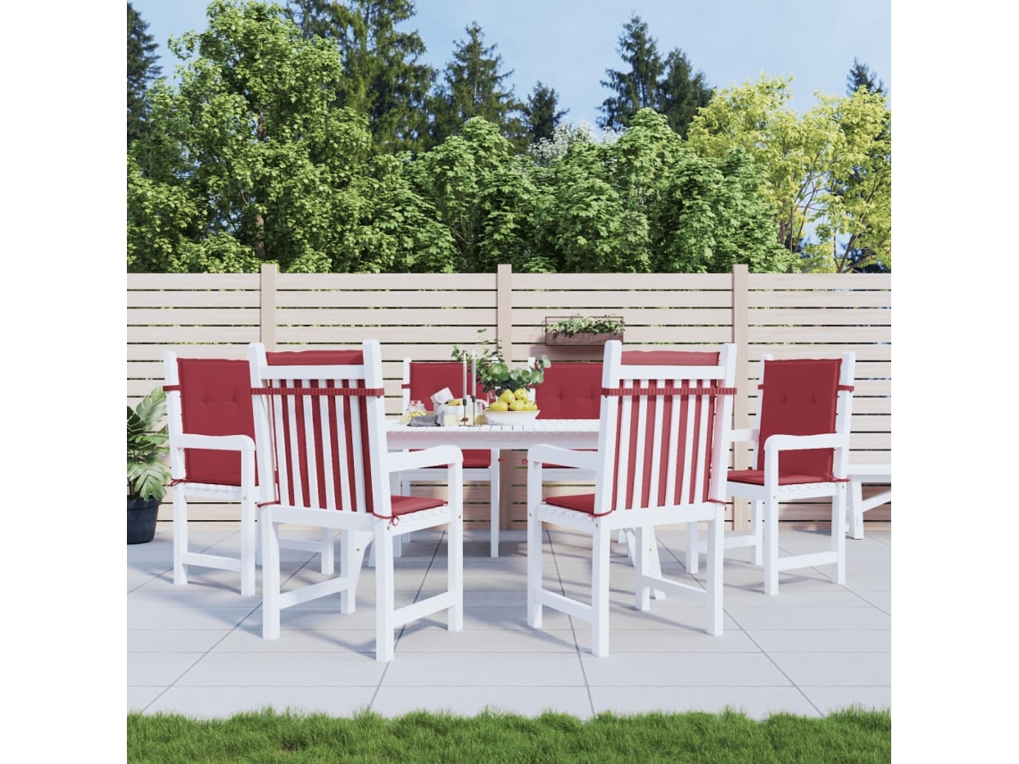 Vidaxl Almofadões Lombares Cadeiras Jardim 6pcs Oxford Vermelho Tinto