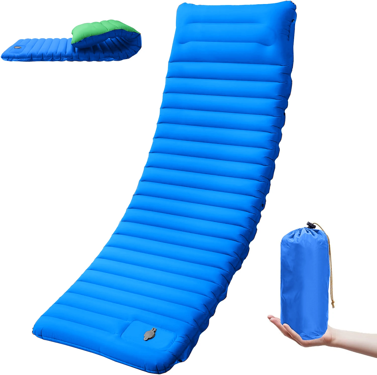 Colchonete de Dormir Extra Grosso de 10 Cm para Camping, Trilhas e Pesca Ao Ar Livre (azul). MDUG (4 Polegadas)