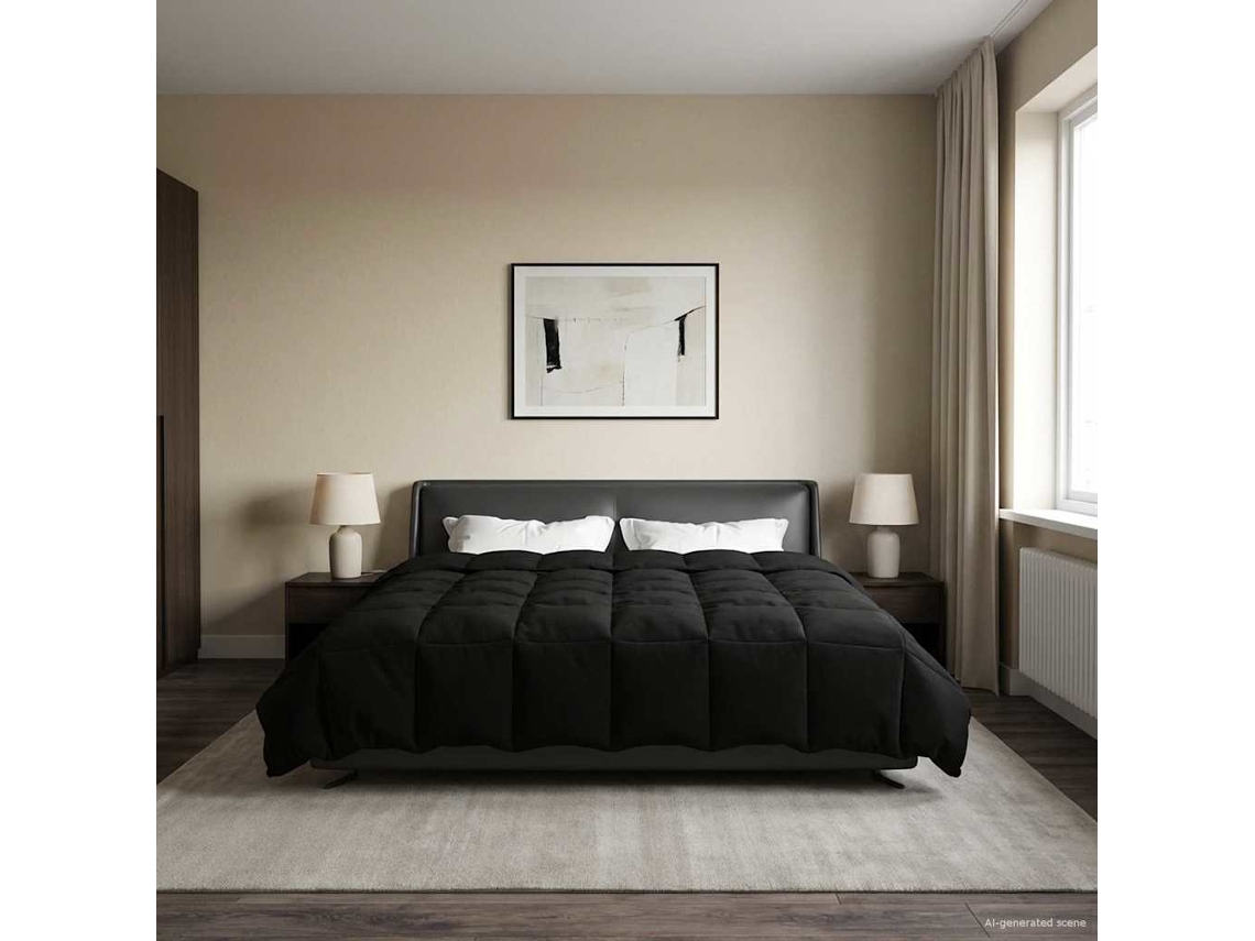 Vidaxl Duvet De Ano Inteiro 200 X 200 Cm 4 Estações Preto Respirável