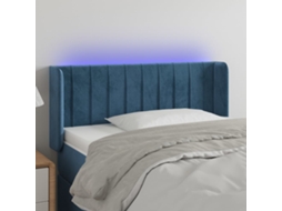 Cabecero de terciopelo con luces LED 83x16x78/88cm Azul Oscuro