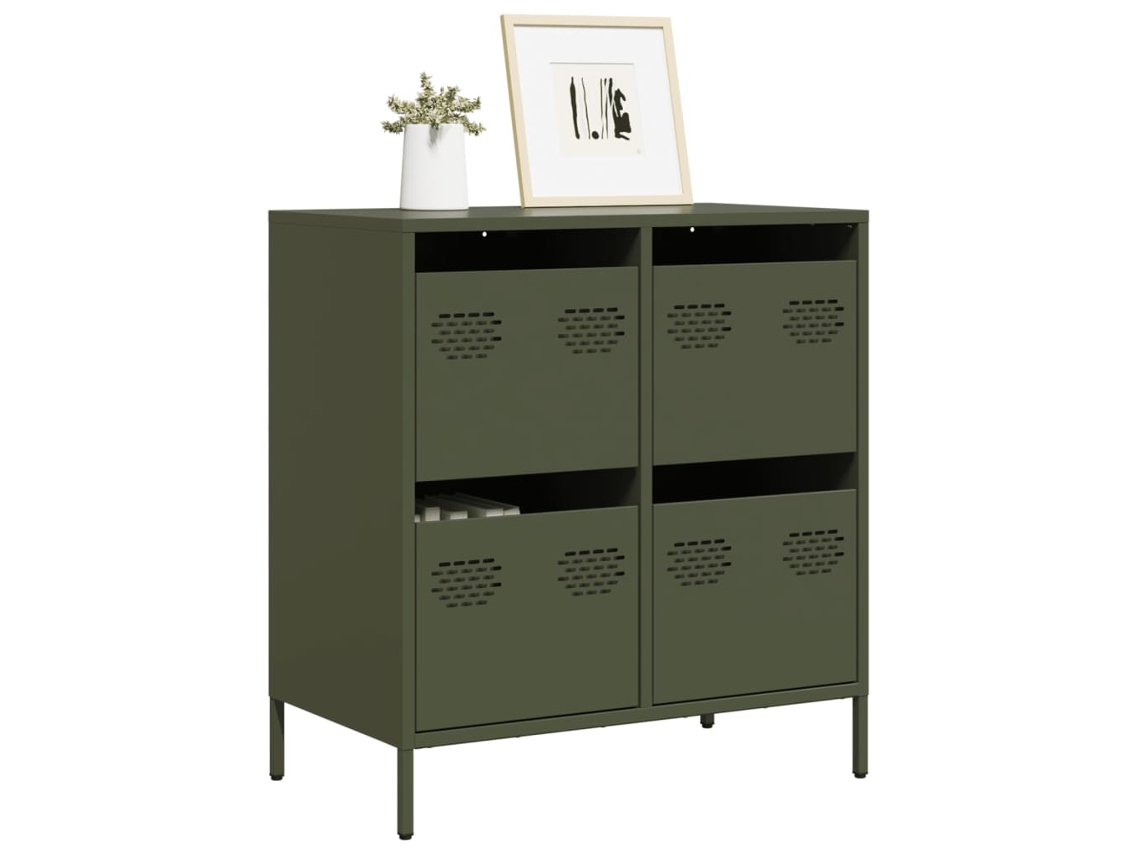 Vidaxl Aparador 68x39x73,5 Cm Aço Laminado A Frio Verde-azeitona