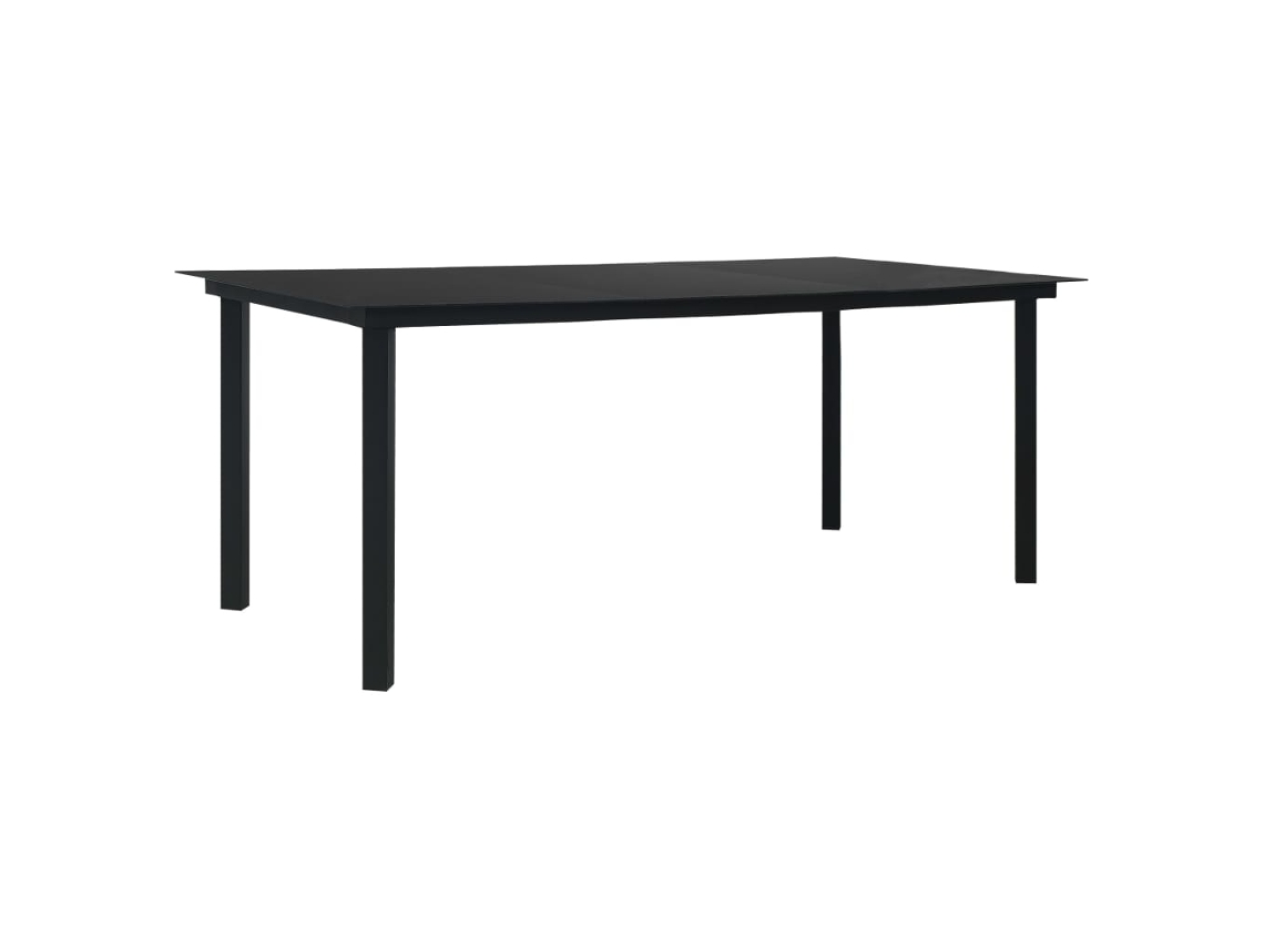 Vidaxl Mesa De Jantar Para Jardim 190x90x74 Cm Aço E Vidro Preto