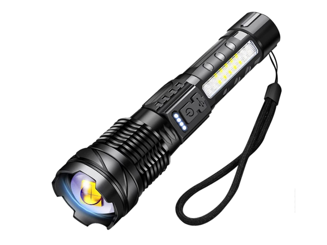 Tochas Led Super Bright 20000 Lumen, Recarregável Usb C 7 Modos Lanterna, Lanterna Poderosa À Prova Dágua Com Luz Branca Vermelha Azul Yizhood (preta)