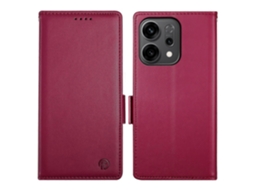 Capa Tipo Carteira De Couro Sintético Para Oppo Reno14 F 5g, Vinho Tinto