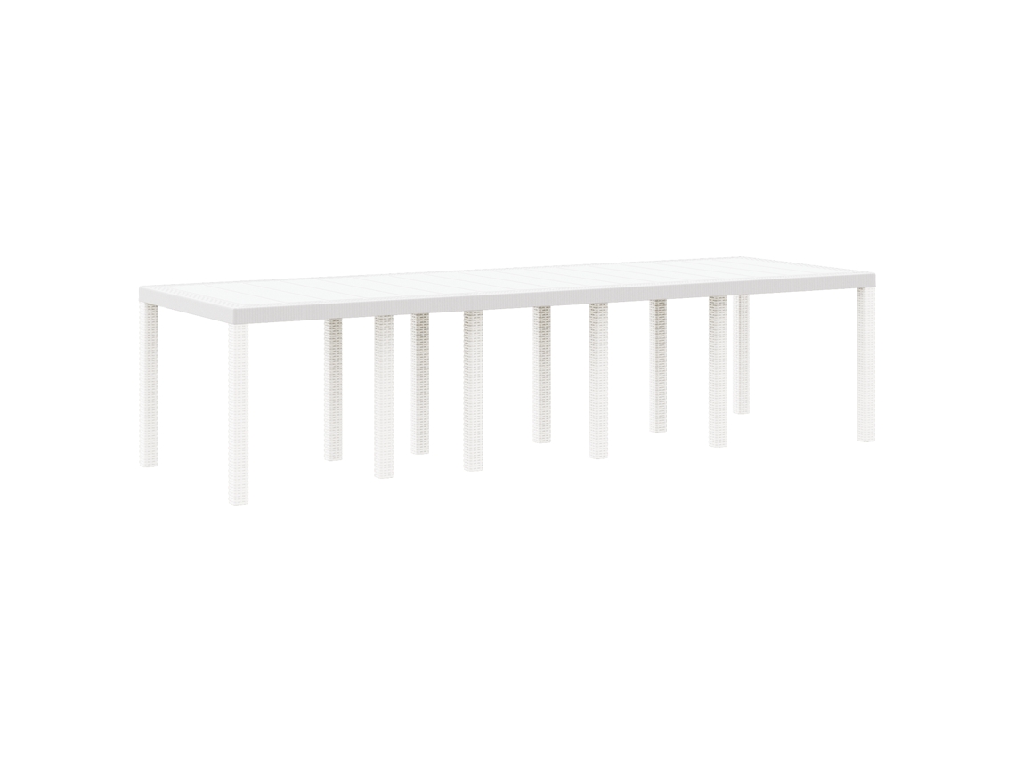 Conjunto 1 Mesa De Jardim Vidaxl Branco Vime Pe (300 X 100 X 73 Cm)