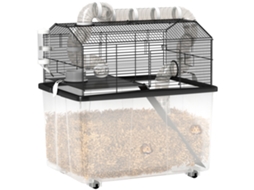 Gaiola portátil para Hamster com rampa, tigela e mangueira 58x43x57cm preto S/MARCA