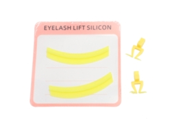 Almofada de silicone amarela para extensão e lifting de cílios.