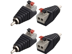 Lote de 4 Cabos Rca Macho para Altofalante, Fêmea, 5,5x2,1 Mm AQUAFORGE