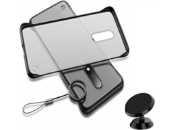 Kit Capa e Suporte Magnético Honor 8X Bumper Preto e Transparente
