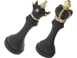 Conjunto 2 Peças Figuras Xadrez Resina Preta Decorativas Escritório Estar Esculturas Modernas Elegantes GOKOCO