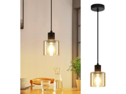 Nettlife Candeeiro Suspenso, Mesa De Jantar Luz Pingente Vintage Pendurado Lâmpada E27 Preto Luz Pingente Com 1 Luzesâmpada Retro Industrial