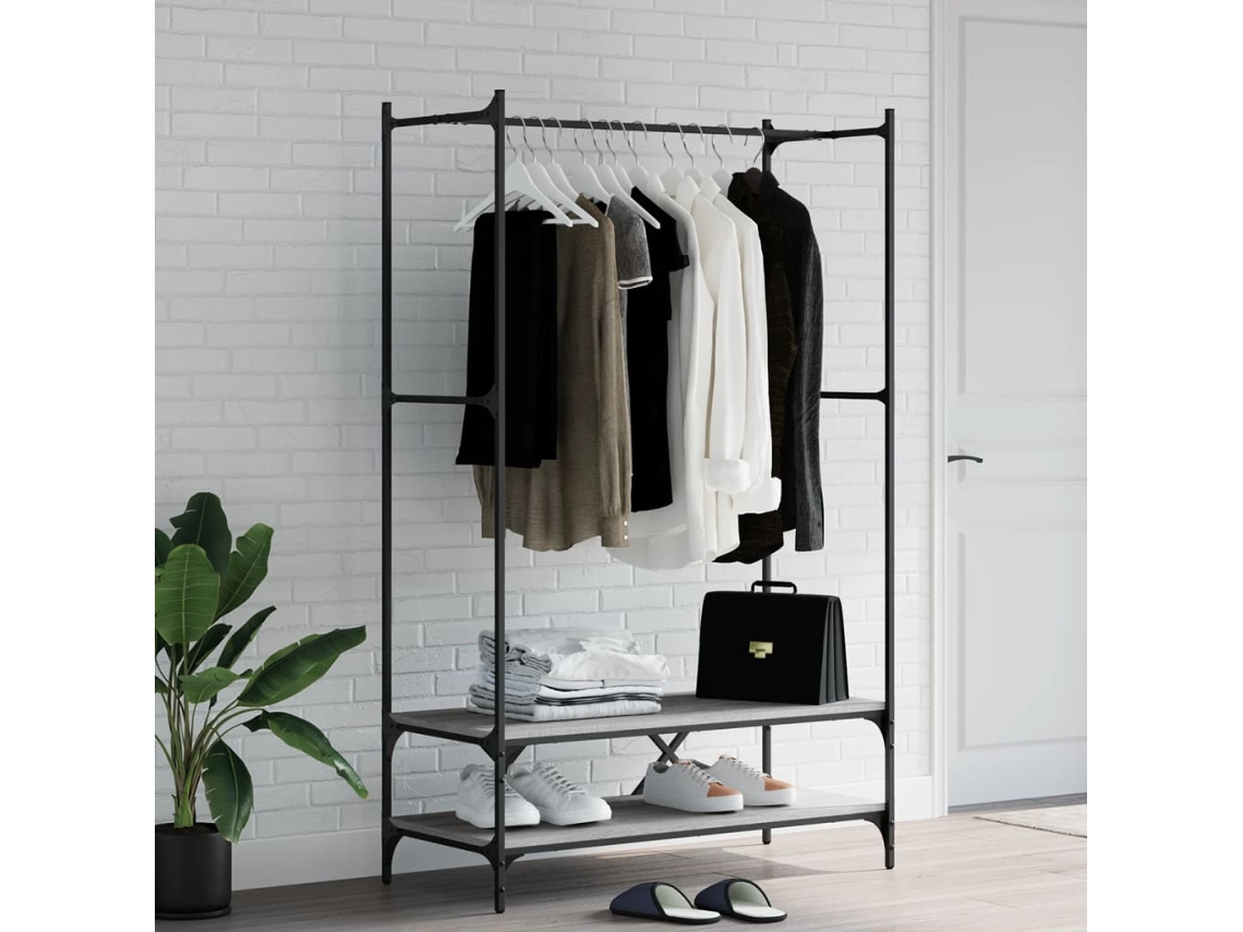 Vidaxl Suporte P/ Roupas C/ Prateleiras Deriv. Madeira Cinzento Sonoma