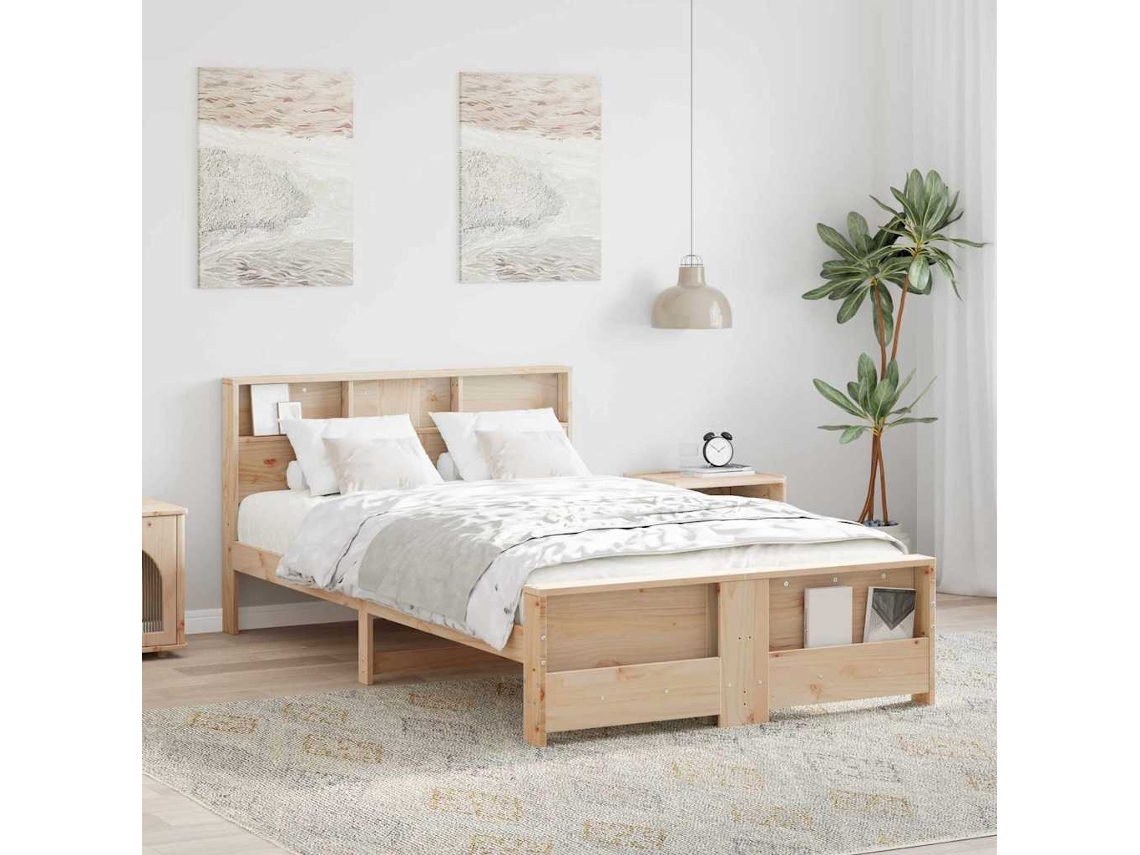 Vidaxl Estrutura da Cama Castanho 135 X 190 Cm Madeira Processada