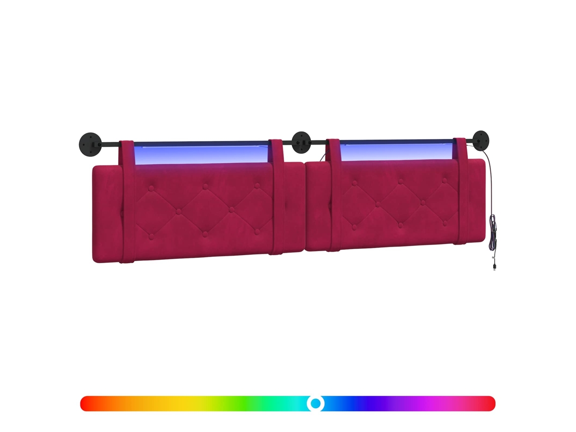 Conjunto 1 Cabeceira Suspensa Vidaxl Vermelho Veludo (210 X 55 X 5 Cm)
